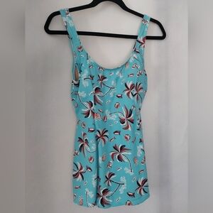 Esther Williams Aqua Print Skirted Swimsuit Size 4